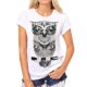 LAEMILIA Damen T-Shirt Bluse Weiß Boyfriend Stil Baumwolle mit Modern Druck Shirt Tops Hemd