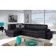 JUSTyou Vera Ecksofa Polsterecke Schlafsofa und Hocker Kunstleder Schwarz (HxBxL): 73x153x265 cm Ottomane links