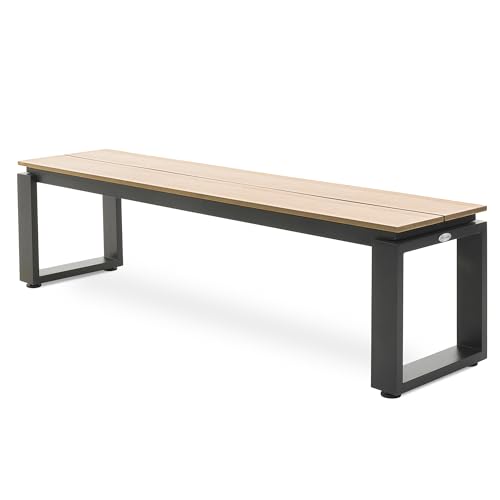 di volio Gartenbank Pisa Beige aus Aluminium, Holzoptik, 160x36,5x41,5 cm, Gartenbank - wetterfest & langlebig, für Garten, Terrasse und Balkon (1)