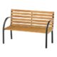 Outsunny Gartenbank Sitzbank Parkbank 2-Sitzer Garten Stahl+Kiefernholz Natur B122 x T60 x H83 cm