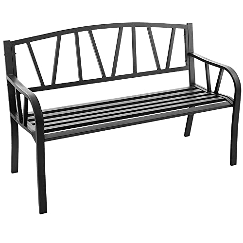 COSTWAY Gartenbank Metall, 2-Sitzer Sitzbank, Parkbank bis 300kg belastbar, Terrassenbank für Garten, Balkon und Terrasse, 128 x 57 x 86 cm