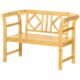 Outsunny Gartenbank, 2-Sitzer Parkbank mit Rückenlehne, Wetterbeständige Holzbank im Landhausstil, Terrassenbank für Balkon, Garten, max. 240 kg, Natur, 116 x 53 x 83 cm